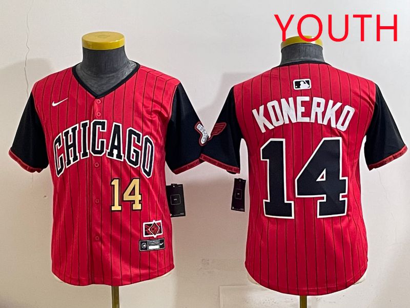 Youth 2025 Chicago White Sox 14 Konerko Red Stripe Joint Name Nike MLB Jersey style 3